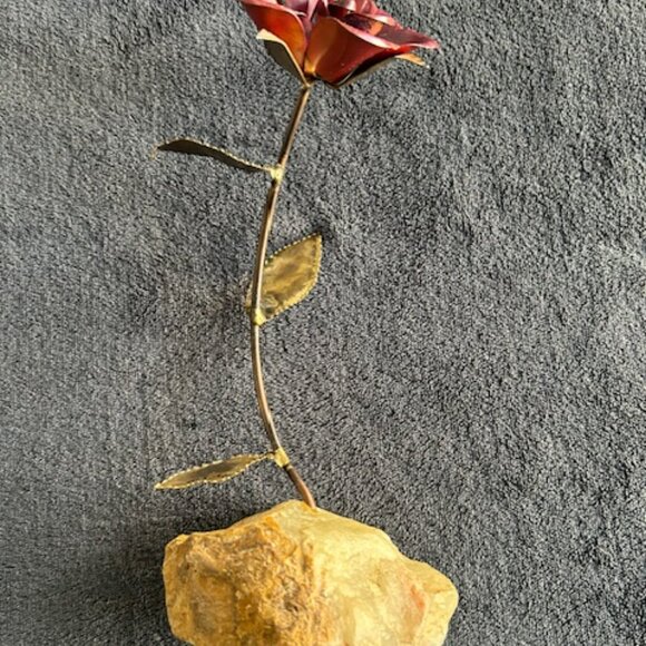 Vintage John DeMott Signed Brass Copper Flower on Base - Picture 2 of 9